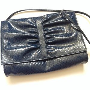 Vintage Luxury MARY ANN ROSENFELD Reptile Bag, Navy Blue Purse